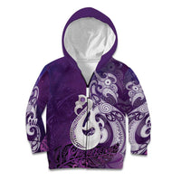 New Zealand Matariki Kid Hoodie Maori Manaia Galaxy Silver Fern Purple Color LT22 Zip Hoodie Purple - Polynesian Pride