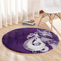 New Zealand Matariki Round Carpet Maori Manaia Galaxy Silver Fern Purple Color
