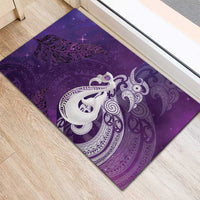 New Zealand Matariki Rubber Doormat Maori Manaia Galaxy Silver Fern Purple Color