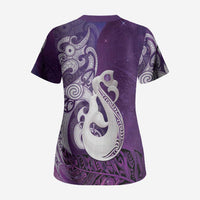 New Zealand Matariki Scrub Top Maori Manaia Galaxy Silver Fern Purple Color