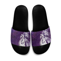 New Zealand Matariki Slide Sandals Maori Manaia Galaxy Silver Fern Purple Color