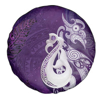 New Zealand Matariki Spare Tire Cover Maori Manaia Galaxy Silver Fern Purple Color LT22 - Polynesian Pride