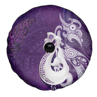 New Zealand Matariki Spare Tire Cover Maori Manaia Galaxy Silver Fern Purple Color LT22 - Polynesian Pride