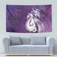 New Zealand Matariki Tapestry Maori Manaia Galaxy Silver Fern Purple Color