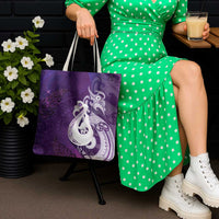 New Zealand Matariki Tote Bag Maori Manaia Galaxy Silver Fern Purple Color