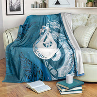 New Zealand Matariki Blanket Maori Manaia Galaxy Silver Fern Blue Color