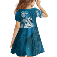 New Zealand Matariki Family Matching Tank Maxi Dress and Hawaiian Shirt Maori Manaia Galaxy Silver Fern Blue Color LT22 - Polynesian Pride