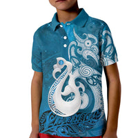 New Zealand Matariki Kid Polo Shirt Maori Manaia Galaxy Silver Fern Blue Color LT22 Kid Blue - Polynesian Pride
