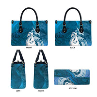 New Zealand Matariki Leather Bag Maori Manaia Galaxy Silver Fern Blue Color