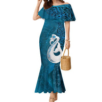 New Zealand Matariki Mermaid Dress Maori Manaia Galaxy Silver Fern Blue Color LT22 Women Blue - Polynesian Pride