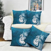 New Zealand Matariki Pillow Cover Maori Manaia Galaxy Silver Fern Blue Color