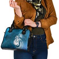 New Zealand Matariki Shoulder Handbag Maori Manaia Galaxy Silver Fern Blue Color