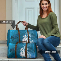 New Zealand Matariki Travel Bag Maori Manaia Galaxy Silver Fern Blue Color