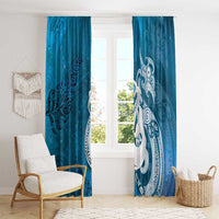 New Zealand Matariki Window Curtain Maori Manaia Galaxy Silver Fern Blue Color