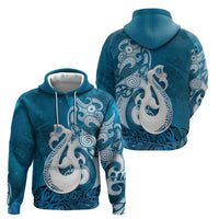New Zealand Matariki Zip Hoodie Maori Manaia Galaxy Silver Fern Blue Color LT22 - Polynesian Pride
