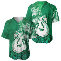 New Zealand Matariki Baseball Jersey Maori Manaia Galaxy Silver Fern Green Color