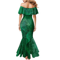 New Zealand Matariki Family Matching Mermaid Dress and Hawaiian Shirt Maori Manaia Galaxy Silver Fern Green Color LT22 - Polynesian Pride