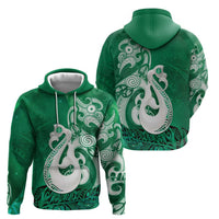 New Zealand Matariki Hoodie Maori Manaia Galaxy Silver Fern Green Color LT22 - Polynesian Pride