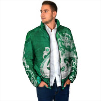 New Zealand Matariki Padded Jacket Maori Manaia Galaxy Silver Fern Green Color