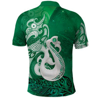 New Zealand Matariki Polo Shirt Maori Manaia Galaxy Silver Fern Green Color LT22 - Polynesian Pride
