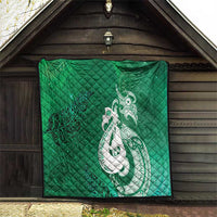 New Zealand Matariki Quilt Maori Manaia Galaxy Silver Fern Green Color
