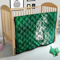 New Zealand Matariki Quilt Maori Manaia Galaxy Silver Fern Green Color