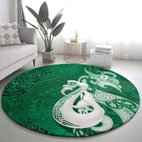 New Zealand Matariki Round Carpet Maori Manaia Galaxy Silver Fern Green Color