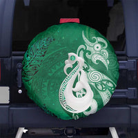 New Zealand Matariki Spare Tire Cover Maori Manaia Galaxy Silver Fern Green Color LT22 No hole Green - Polynesian Pride