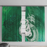 New Zealand Matariki Window Curtain Maori Manaia Galaxy Silver Fern Green Color