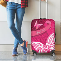 New Zealand Breast Cancer Awareness Luggage Cover Pink Ribbon Butterfly Maori Pattern LT22 - Polynesian Pride