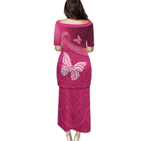 New Zealand Breast Cancer Awareness Puletasi Pink Ribbon Butterfly Maori Pattern