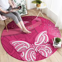 New Zealand Breast Cancer Awareness Round Carpet Pink Ribbon Butterfly Maori Pattern