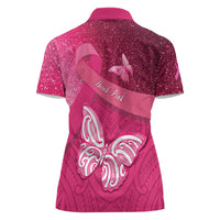 New Zealand Breast Cancer Awareness Women Polo Shirt Pink Ribbon Butterfly Maori Pattern LT22 - Polynesian Pride