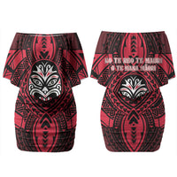 New Zealand Maori Language Week Couples Matching Off Shoulder Short Dress and Hawaiian Shirt Te Wiki O Te Reo Maori Hei Tiki LT22 - Polynesian Pride