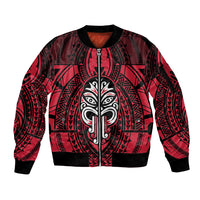 New Zealand Maori Language Week Sleeve Zip Bomber Jacket Te Wiki O Te Reo Maori Hei Tiki LT22 Unisex Red - Polynesian Pride