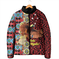 Personalised Papua New Guinea Pidgin Language Week Padded Jacket Halo Olgeta Tok Pisin Wik Bird Of Paradise Oro Batik LT22 - Polynesian Pride