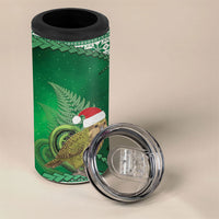 New Zealand Kakapo Christmas In July 4 in 1 Can Cooler Tumbler Silver Fern Santa Xmas Green Color LT22 - Polynesian Pride