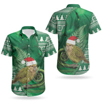 New Zealand Kakapo Christmas In July Couples Matching Puletasi and Hawaiian Shirt Silver Fern Santa Xmas Green Color LT22 - Polynesian Pride