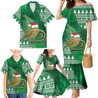 New Zealand Kakapo Christmas In July Family Matching Mermaid Dress and Hawaiian Shirt Silver Fern Santa Xmas Green Color LT22 - Polynesian Pride