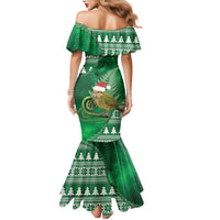 New Zealand Kakapo Christmas In July Family Matching Mermaid Dress and Hawaiian Shirt Silver Fern Santa Xmas Green Color LT22 - Polynesian Pride