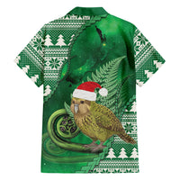 New Zealand Kakapo Christmas In July Family Matching Puletasi and Hawaiian Shirt Silver Fern Santa Xmas Green Color LT22 Dad's Shirt - Long Sleeve Green - Polynesian Pride