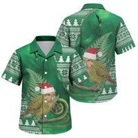 New Zealand Kakapo Christmas In July Family Matching Short Sleeve Bodycon Dress and Hawaiian Shirt Silver Fern Santa Xmas Green Color LT22 Son's Shirt Green - Polynesian Pride