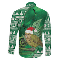 New Zealand Kakapo Christmas In July Family Matching Summer Maxi Dress and Hawaiian Shirt Silver Fern Santa Xmas Green Color LT22 Son's Shirt Green - Polynesian Pride