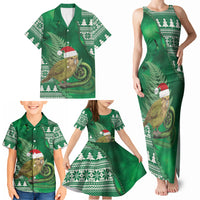 New Zealand Kakapo Christmas In July Family Matching Tank Maxi Dress and Hawaiian Shirt Silver Fern Santa Xmas Green Color LT22 - Polynesian Pride