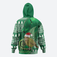 New Zealand Kakapo Christmas In July Hoodie Silver Fern Santa Xmas Green Color