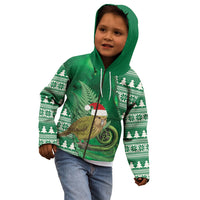 New Zealand Kakapo Christmas In July Kid Hoodie Silver Fern Santa Xmas Green Color LT22 - Polynesian Pride