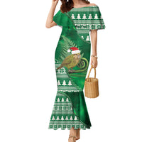 New Zealand Kakapo Christmas In July Mermaid Dress Silver Fern Santa Xmas Green Color LT22 Women Green - Polynesian Pride