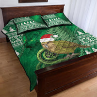 New Zealand Kakapo Christmas In July Quilt Bed Set Silver Fern Santa Xmas Green Color