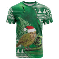 New Zealand Kakapo Christmas In July T Shirt Silver Fern Santa Xmas Green Color