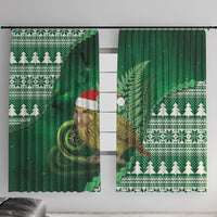 New Zealand Kakapo Christmas In July Window Curtain Silver Fern Santa Xmas Green Color